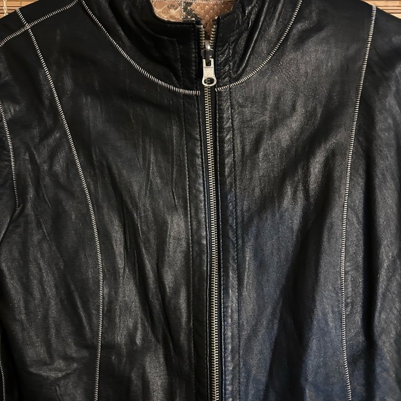 Black Faux Leather Women's Reversible Jacket - Picture 5 of 5